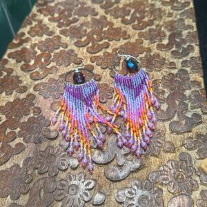 One of a kind beaded fringe earrings